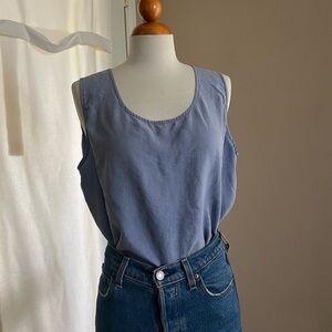 Vintage Diane Gilman 100% Silk Indigo Blue Blouse